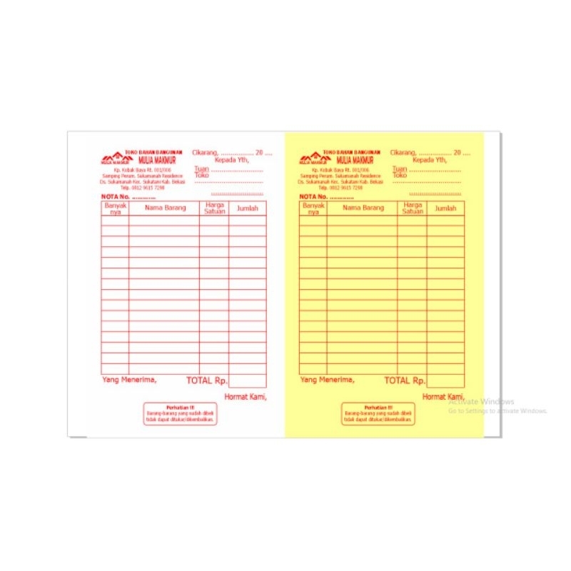 

Mula Makanan Kertas Nota Barang