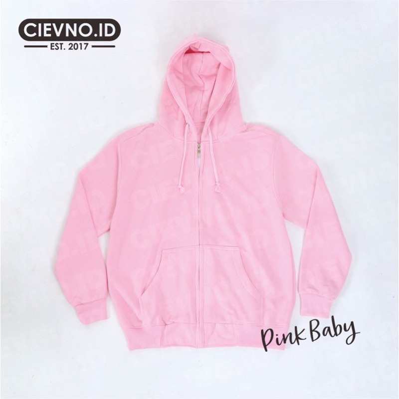 [PRELOVED PRIBADI] HOODIE ZIPER PREMIUM JACKET WARNA BABY PINK SIZE S BY CIEVNO