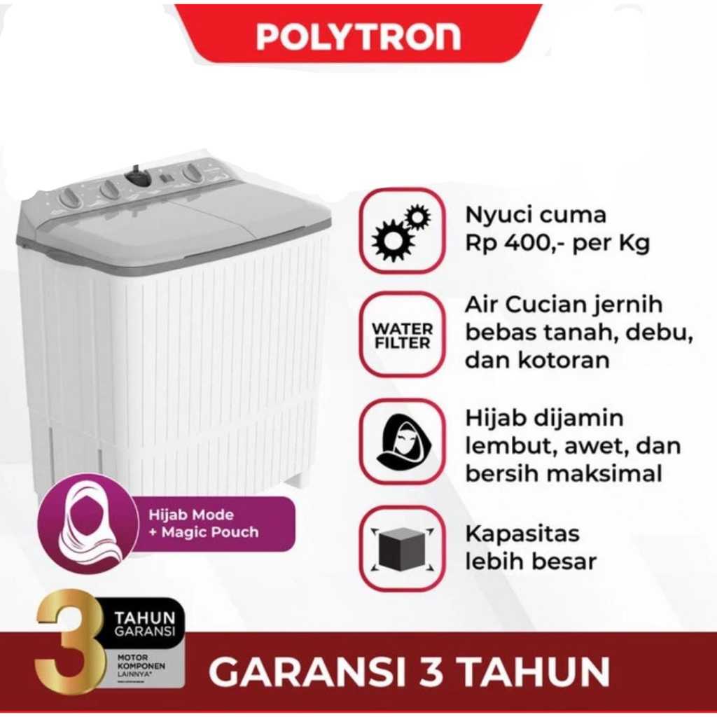 MESIN CUCI POLYTRON PWM 7076  - 2 TABUNG