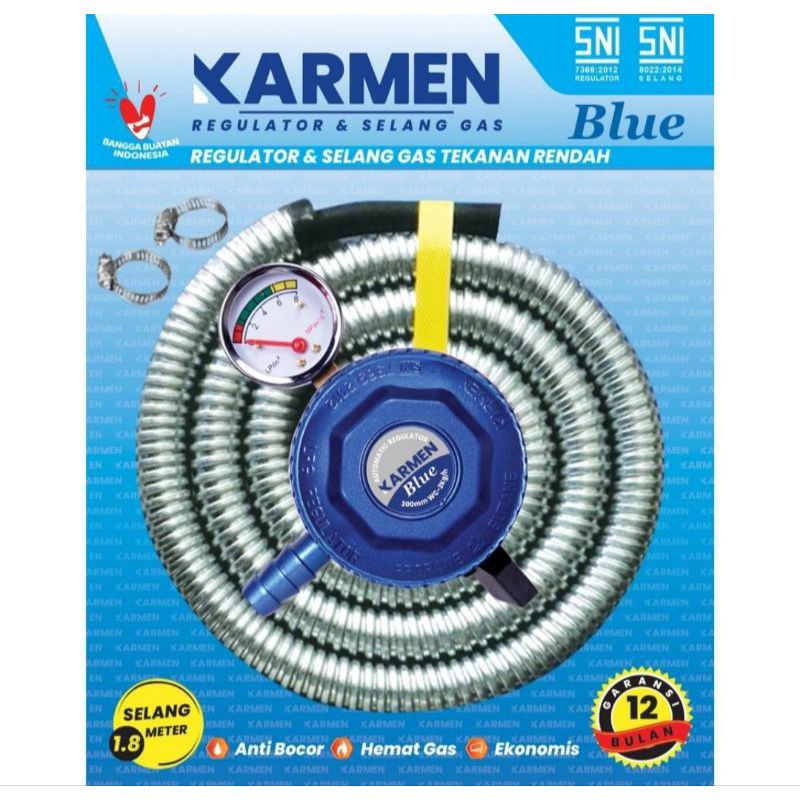 Selang Regulator Komplit Selang Gas 1.8 Meter Dan Kepala Regulator Karmen Selang Kompor Gas Karmen B