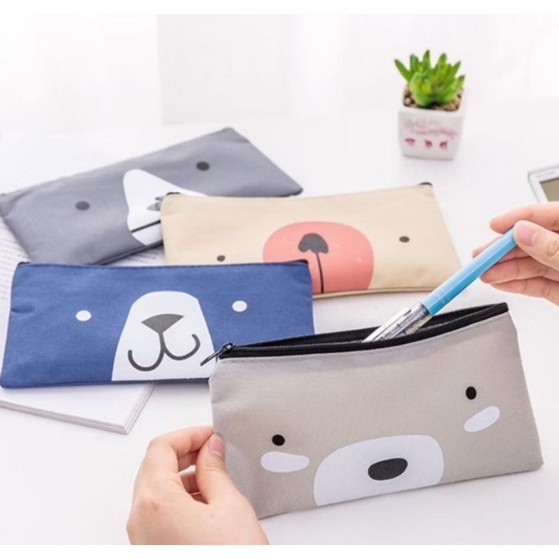 

Tempat Pensil Pulpen Kain Kanvas Karakter Hewan Lucu Kotak Pensil Serbaguna