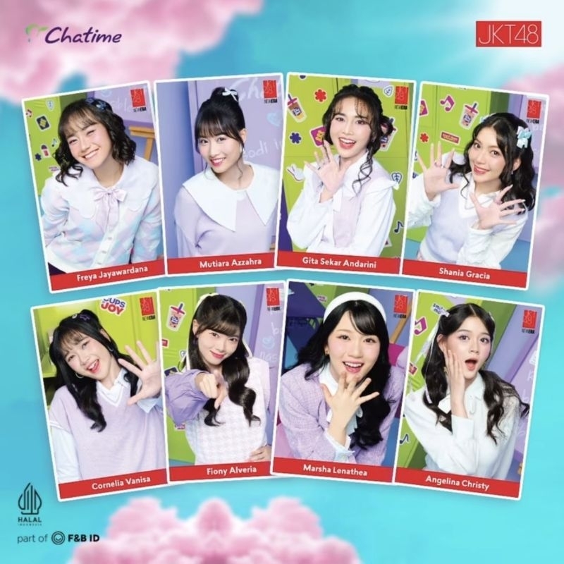 「 𝐒𝐞𝐯𝐞𝐧𝐭𝐞𝐞𝐧 」Photocards JKT48 x Chatime Official Cepio (Fiony) Oniel (Cornelia) Gita Cigre (Gracia) 