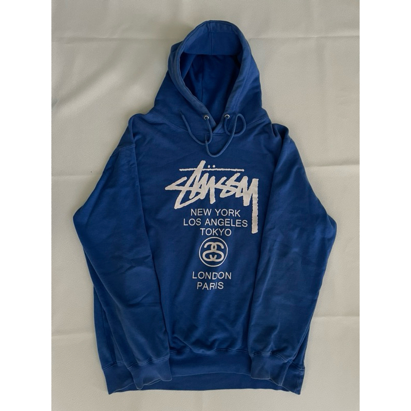 Hoodie stussy world tour blue