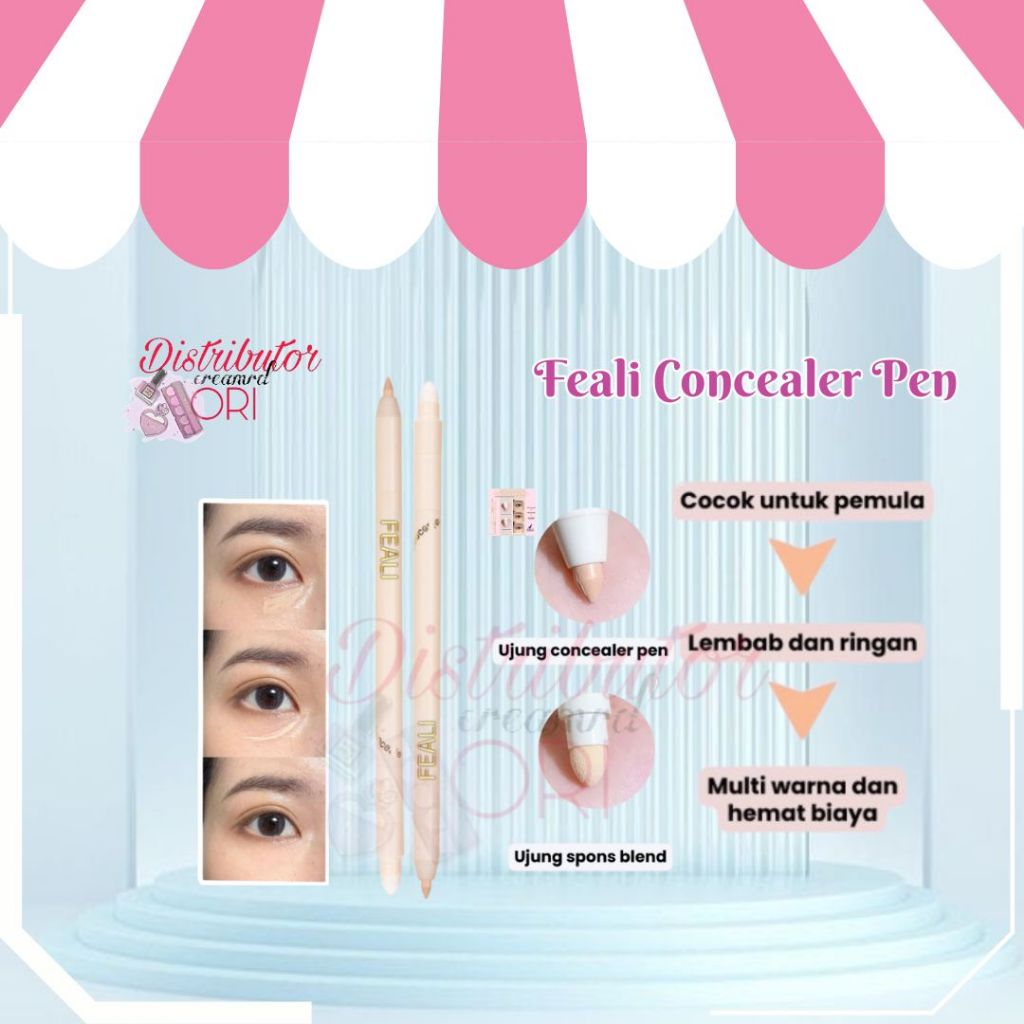 [BPOM] FEALI Concealer Pen + Spons Eye Pencil Concealer Stick Pen Full Cover Waterproof / Beauty Con