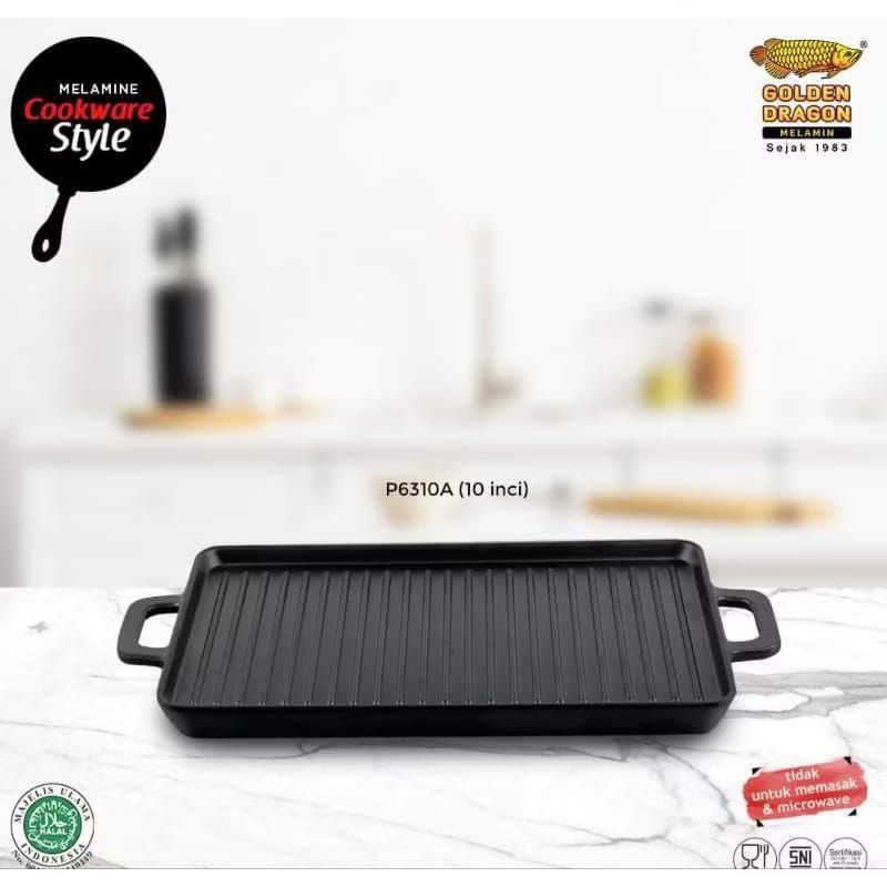 Melamin Piring Persegi Panjang 10 Inch - Piring Saji - Piring Kotak- Piring Restoran- Golden Dragon 