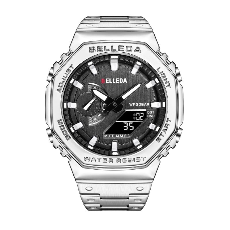 Belleda Jam Tangan Pria Sporty SN 9529 Dual Time Cowok  Tahan Air Original COD Kuarsa Termurah