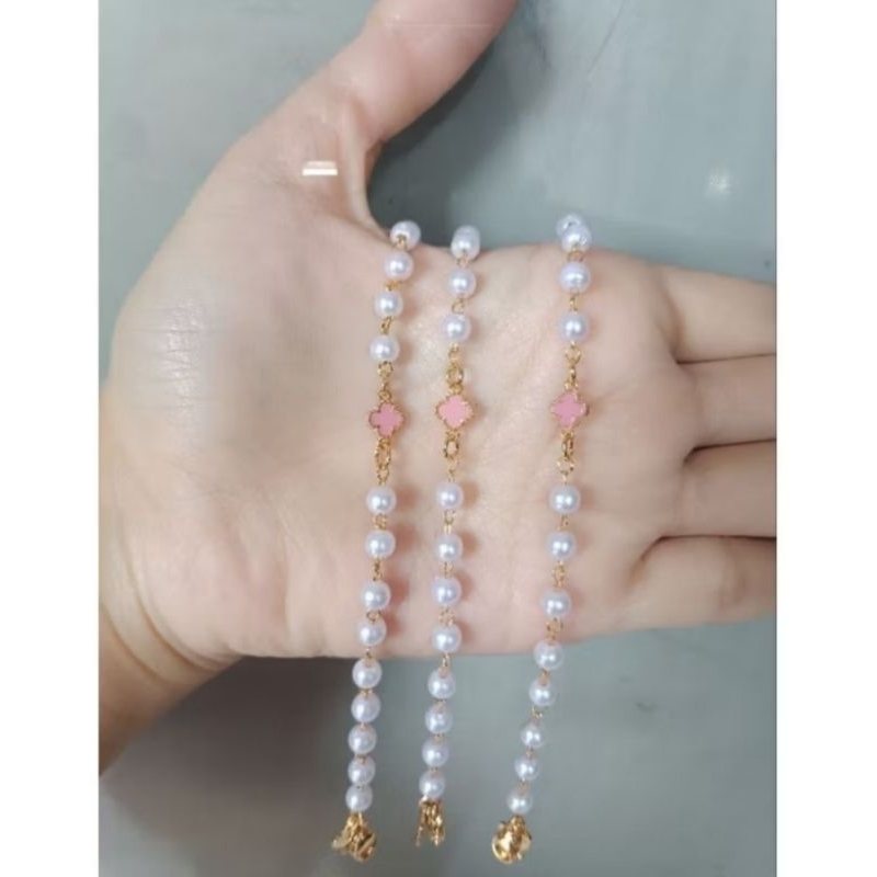 Gelang Mutiara Variasi Emas Bunga Vanclieef Pink 0,2gram Semar Nusantara