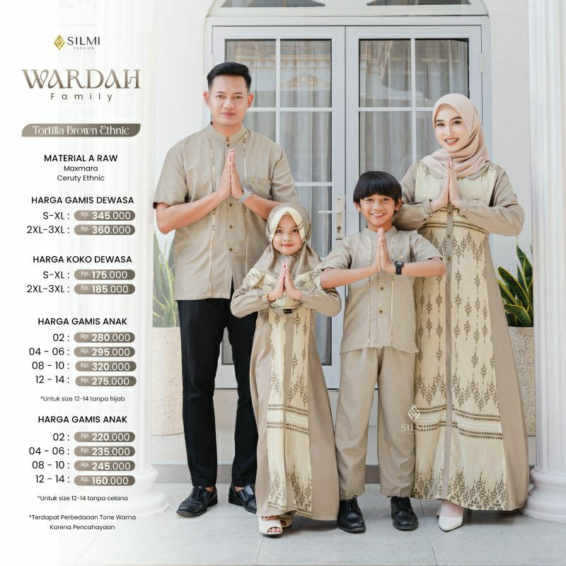 Gamis sarimbit keluarga samara 2025 wardah tortila brown gamis modern baju couple ibu dan anak baju 