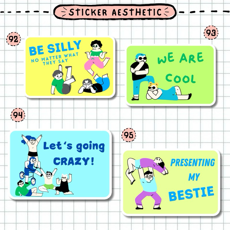 

STICKER AESTHETIC TUMBLR SATUAN / STICKER FUNNY DOODLE STABILO COLOR / MATTE WATERPROOF / AS. 92-98