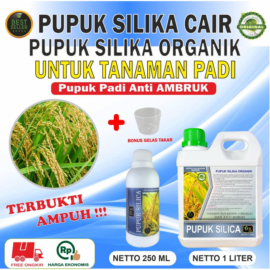 PUPUK SILIKA ORGANIK CAIR UNTUK TANAMAN PADI 250ml & Silika Padi 1 LITER / Pupuk Padi Anti AMBRUK 25