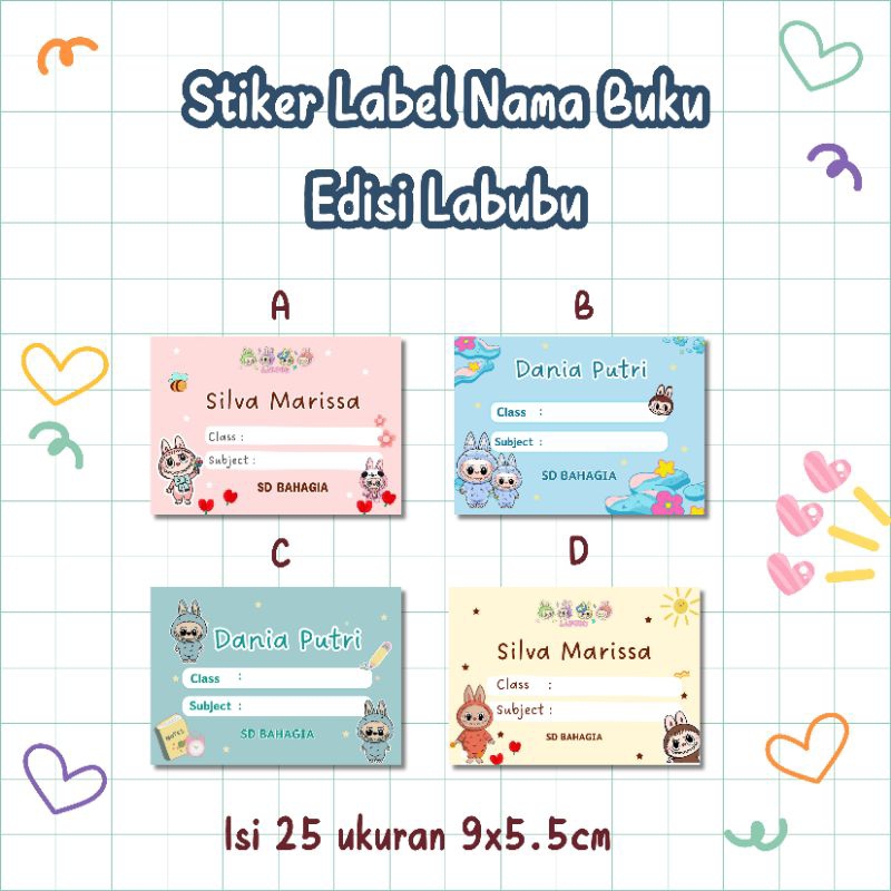 

STIKER LABEL LABUBU / STIKER LABEL NAMA BUKU PELAJARAN EDISI LABUBU / STIKER BUKU LABUBU / STICKER LABEL NAMA