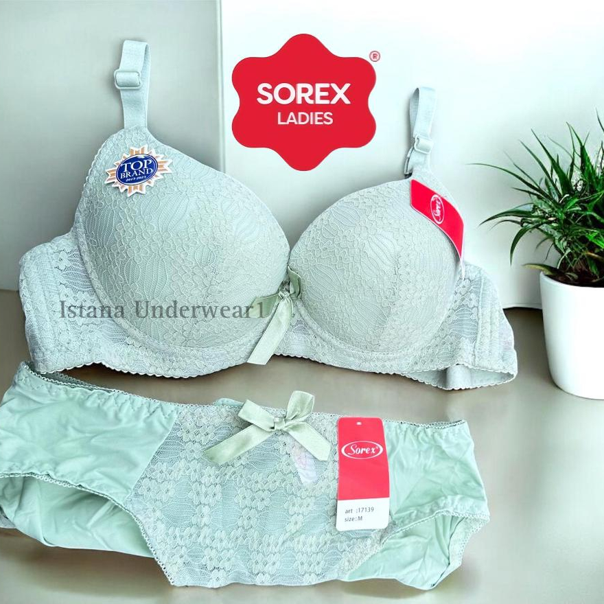 SOREX Bra Set Brukat Elegan | BH SET Cup A-B Busa Sedang Berkawat Nyaman (34-38)