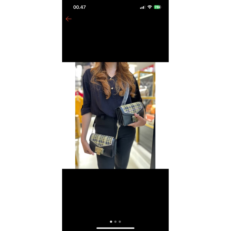 Tas Tangan Wanita Kotak-Kotak Hitam