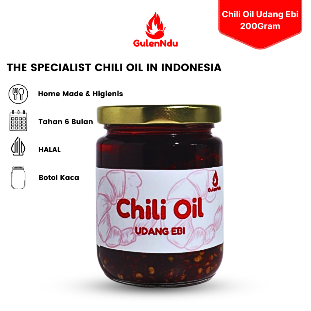 

Chili Oil Ebi 200Gram Halal Kemasan Kaca Sambal Serbaguna Super Pedas dan Gurih Bisa Instan COD