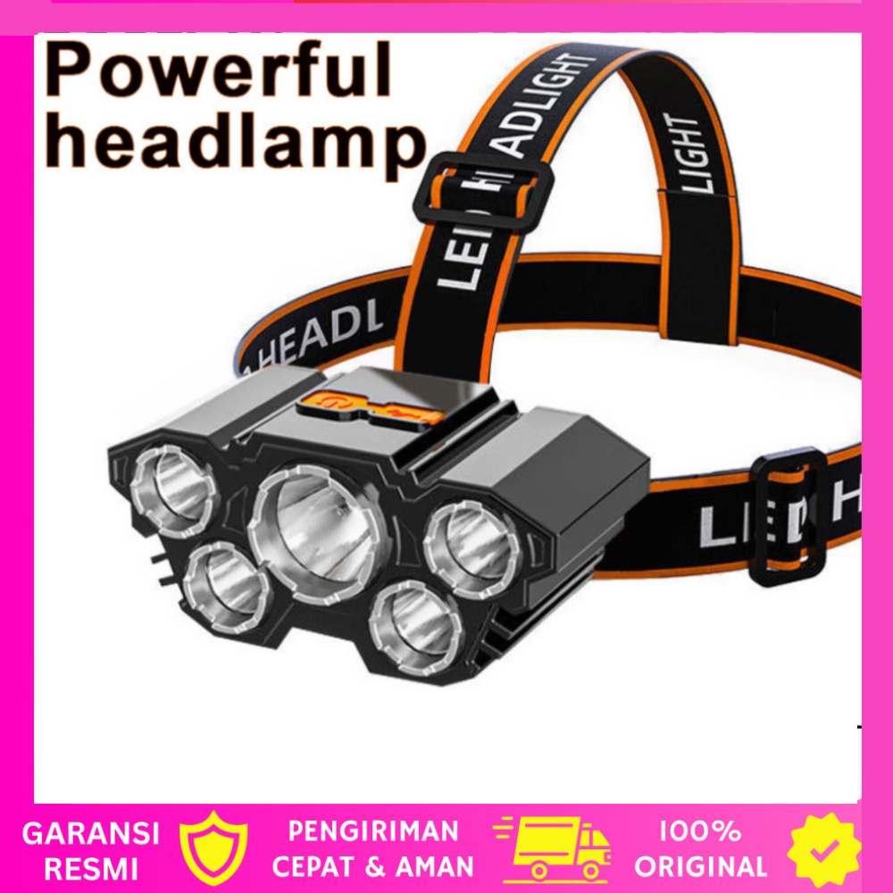 Senter Headlamp led senter kepala 5 lampu senter kepala 5 led SENTER OUTDOOR