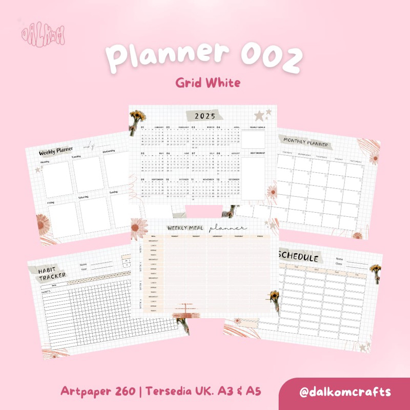 

A3 A5 Weekly Planner Monthly Planner Jadwal Pelajaran Habit Tracker Booklist Kalender 2025 Free Custom