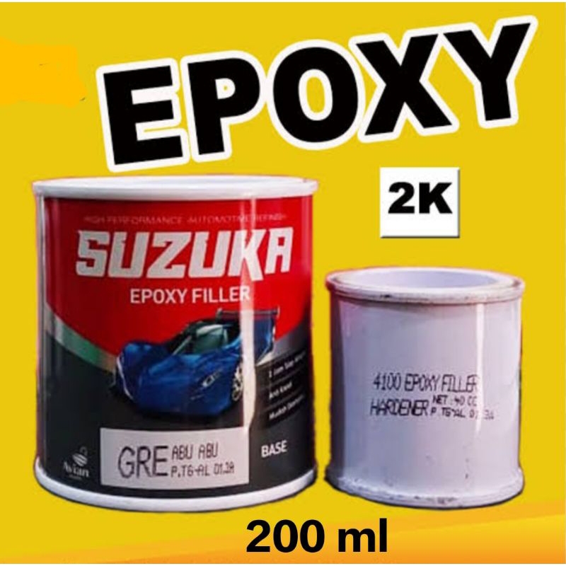 SUZUKA EPOXY FILLER GREY (ABU-ABU) 2K (2 KOMPONEN) 200 ML