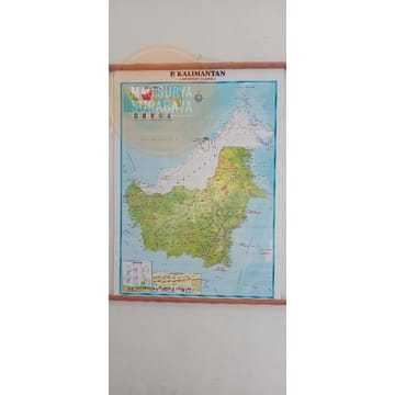 

Peta bingkai pulau Kalimantan ukuran kecil (192 x 72cm)