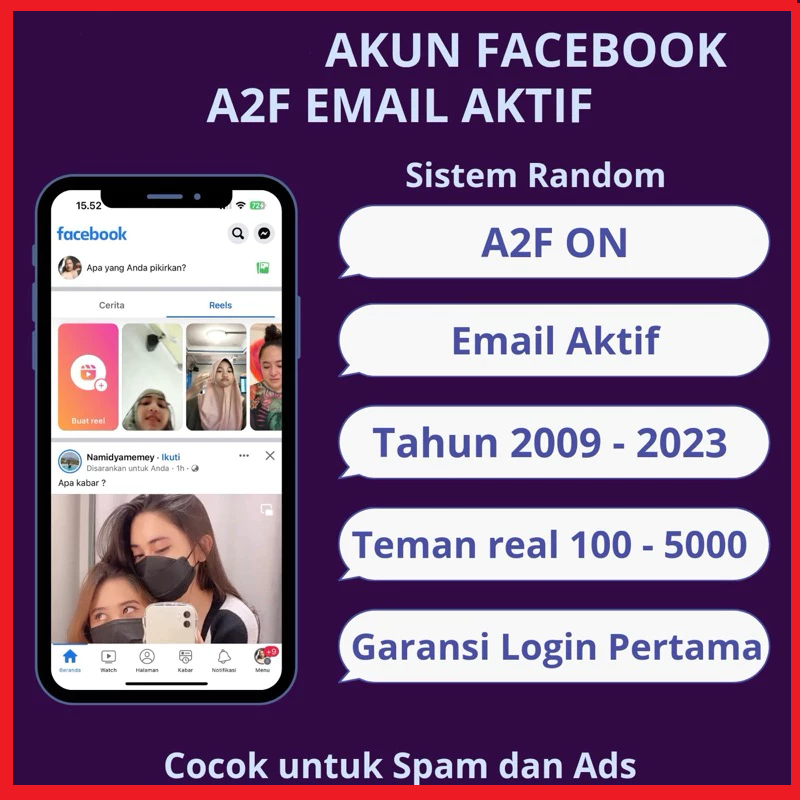 Akun Facebook Tua A2f ON & Akses Email