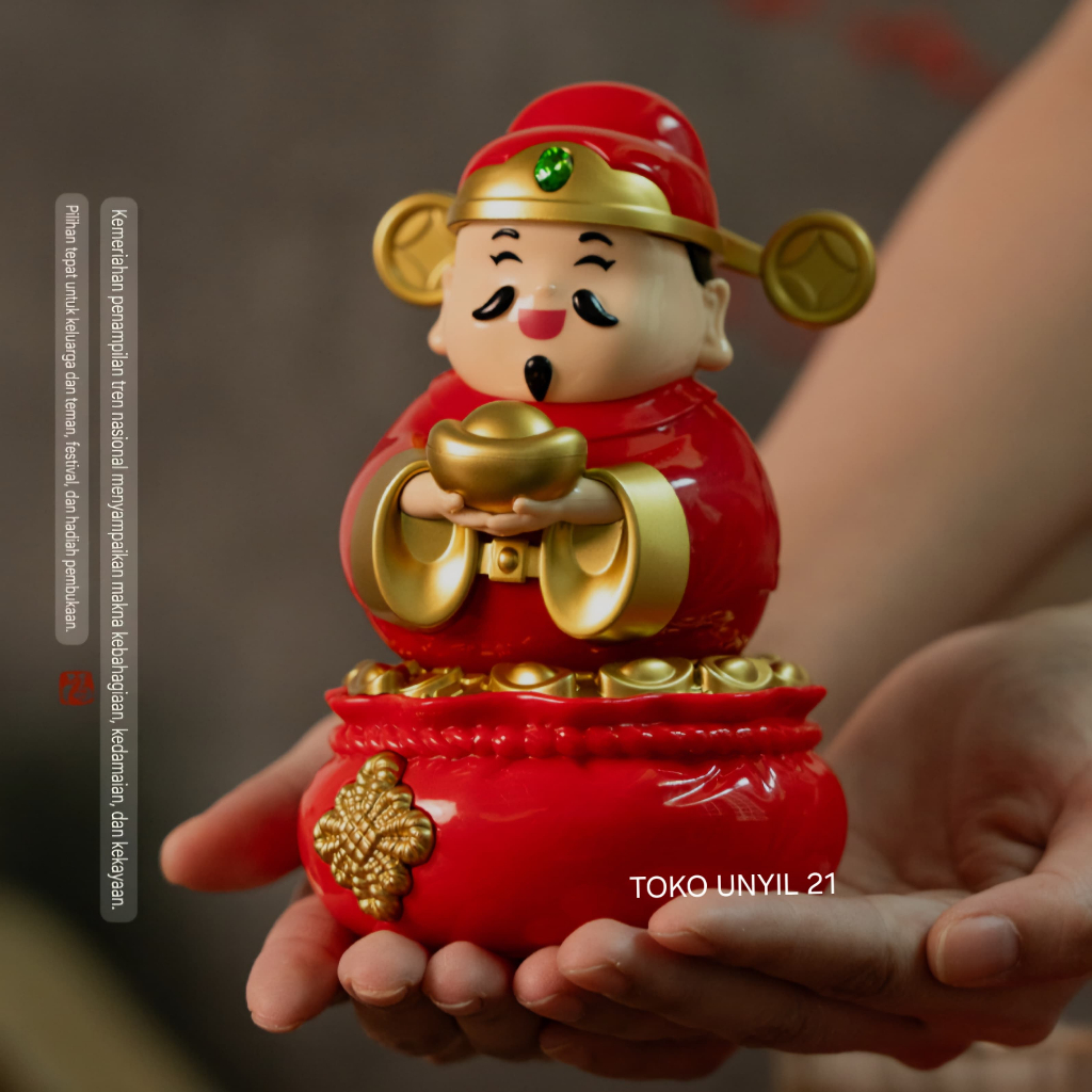 18cm Pajangan Caisen Dewa Rezeki Chai Sen Rezeki Patung Solar Caishen Dewa Rezeki Dashboard Mobil