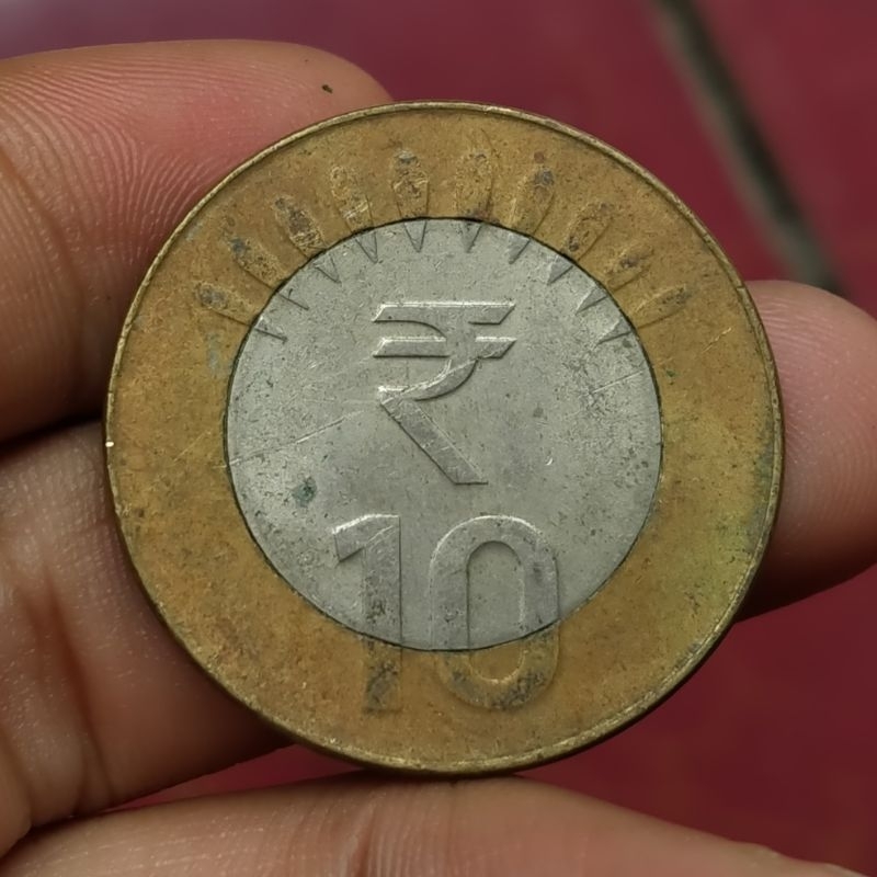 Koin Kuno India Bimetal 10 Rupee tahun acak