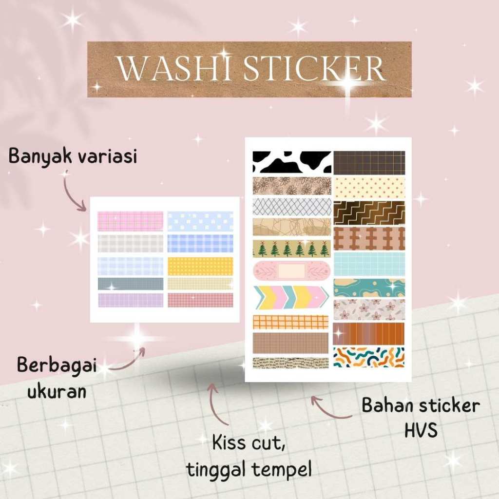 

[paww craft] 18 pcs Washi Tape Sticker untuk dekorasi scrapbook / Sticker Journaling
