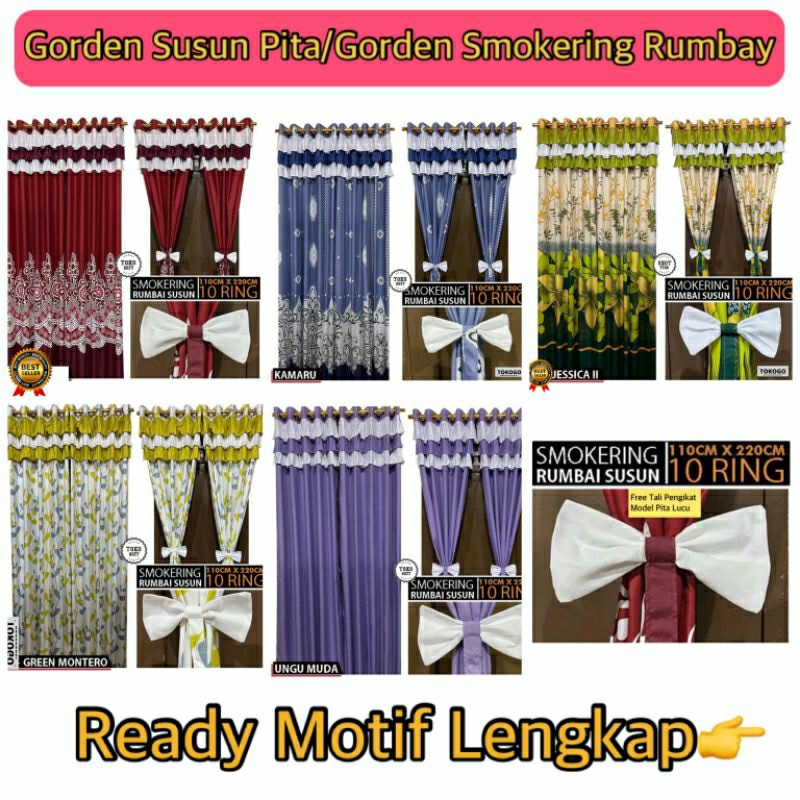 Gorden Susun Pita Gorden Smokering Poni Rumbay Bahan Halus Terlaris