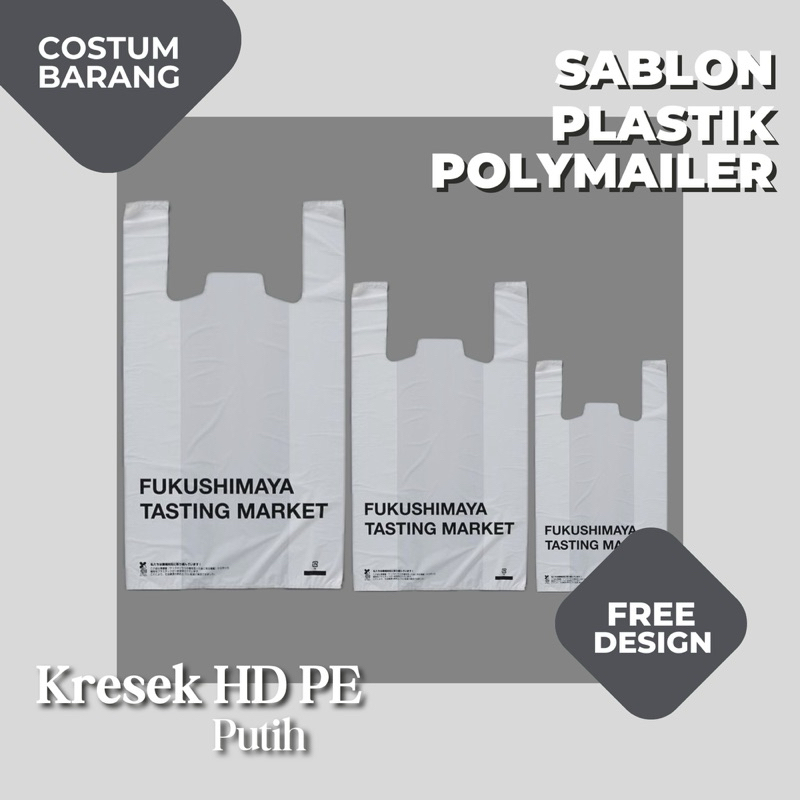 COSTUM SABLON KANTONG PLASTIK KRESEK HDPE PUTIH TEBAL 30 MICRON PREMIUM