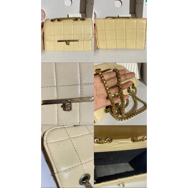 Tas Cream Rantai Gold