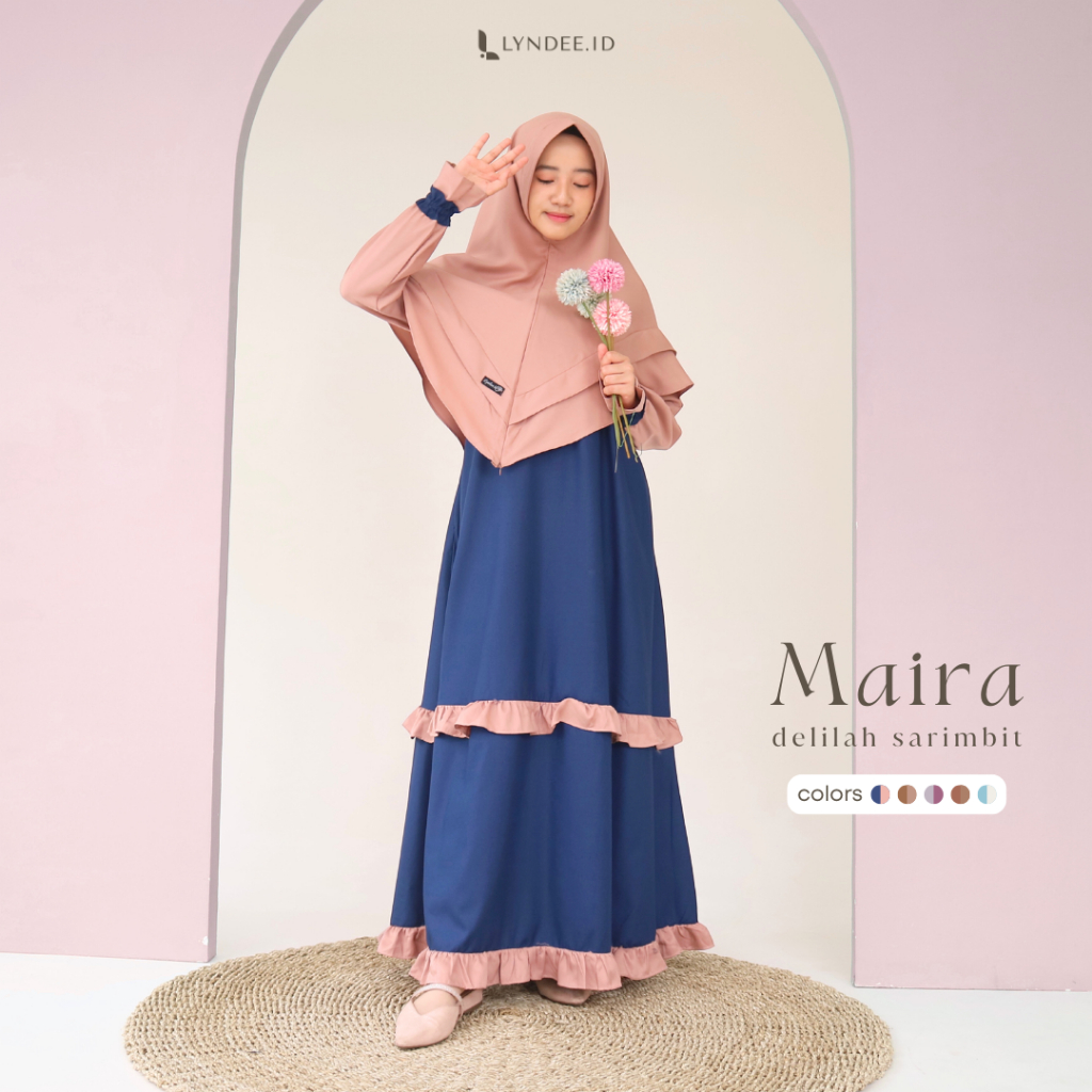 Lyndee.id | Maira Set - Gamis & Khimar Busui Friendly Bahan Toyobo Premium Sarimbit Keluarga