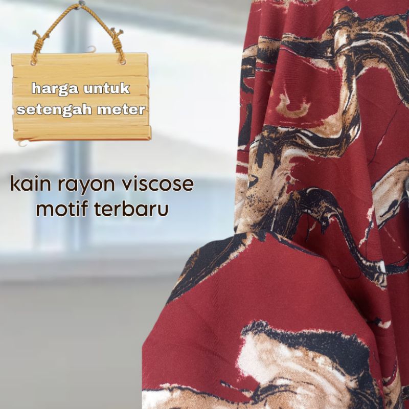 kain rayon viscose motif abstrak