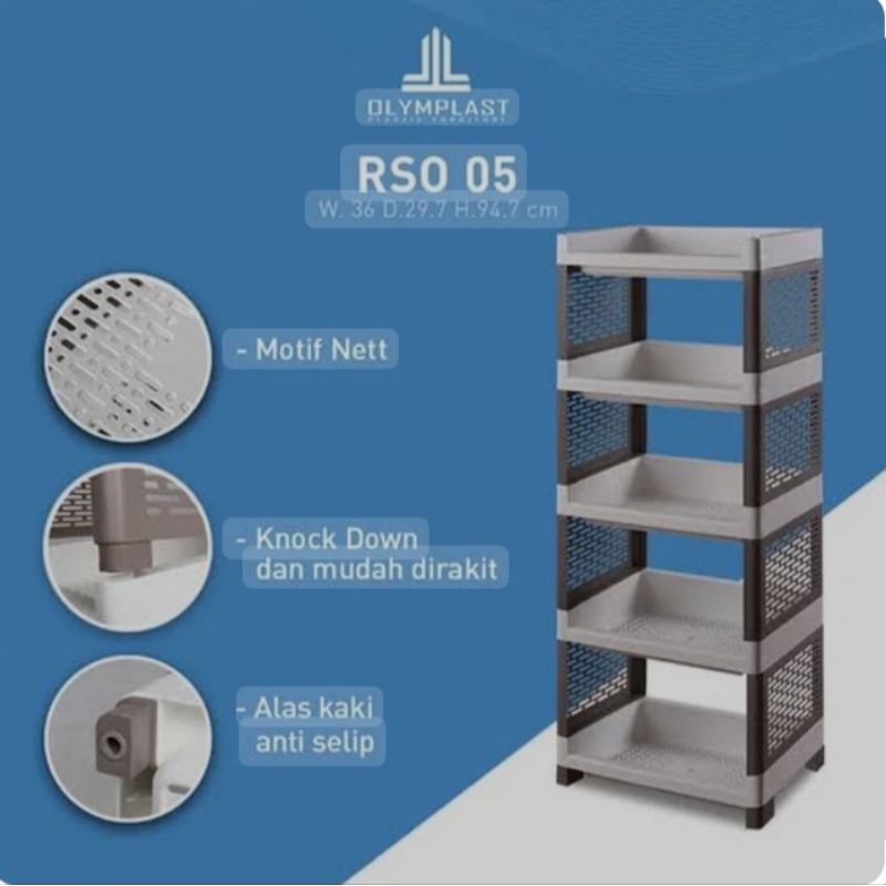 Rak 5 susun Olymplast plastik / RSO 05 / RSOB 05