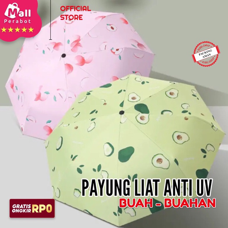 Grosiran Mall Perabot  Payung Hujan  Payung Lipat Motif Buah Buahan Anti UV Payung Tabir Surya Impor