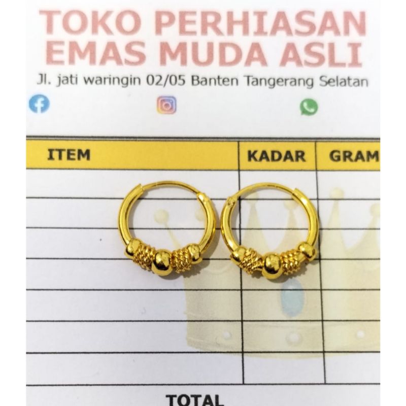 anting anak emas asli berat 1gram kadar 700 dapat surat dari toko