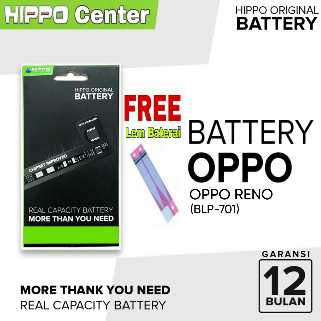 Hippo Baterai Original OPPO RENO ( BLP-701 ) ( BLP701 ) ( BLP 701 )