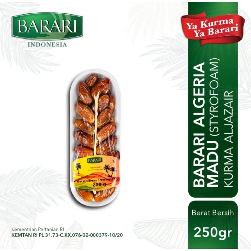 

BARARI ALGERIA KURMA ALJAZAIR MADU PREMIUM DATES HIGH QUALITY TEKSTUR LEMBUT RENYAH 250 GR