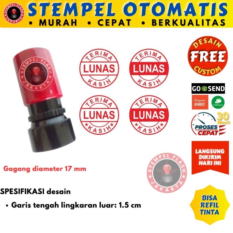 

Stempel Flash Jakarta - stempel LUNAS , Bintang, diameter 17 mm