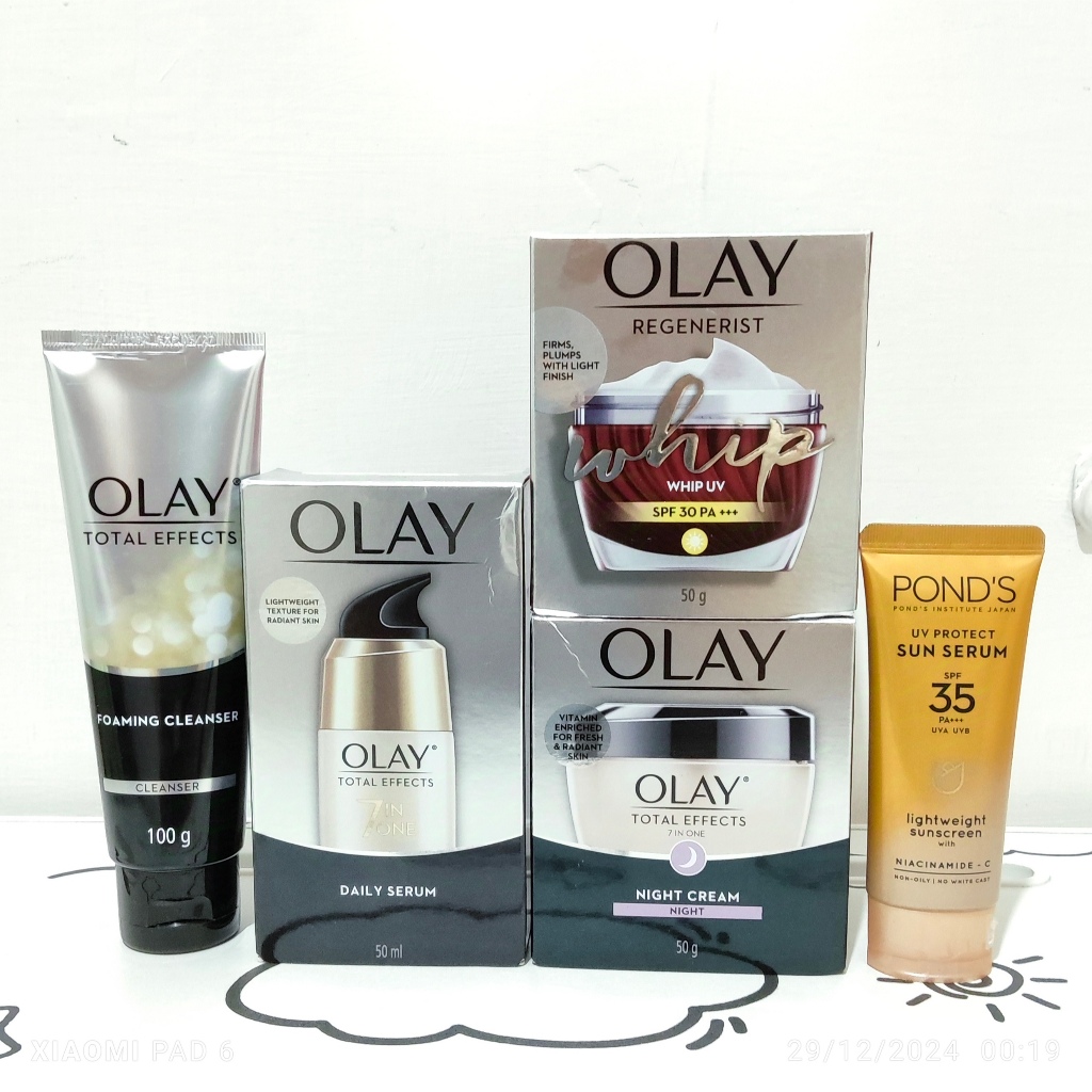 Paket Bundle Mix Olay Reg Whip spf30 + Total Effect + Sunscreen [5item]