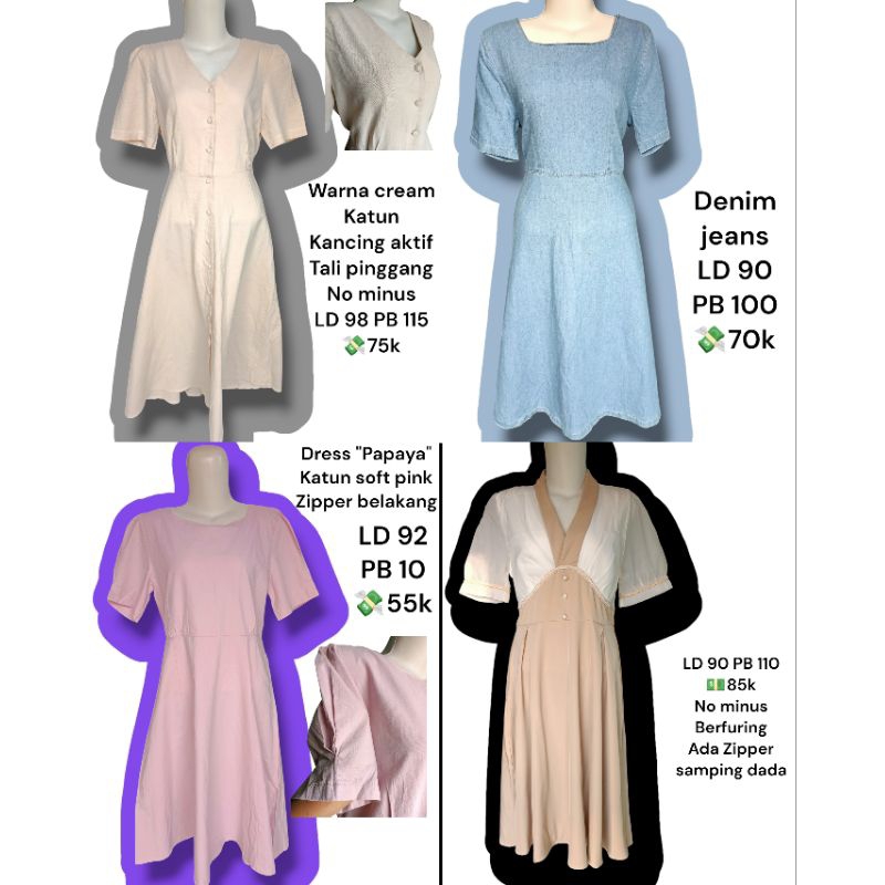 DRESS LENGAN PENDEK/ DRESS PL DAN TRFT/ MIDI DRESS PL / GAMIS PL / MINI DRESS TH