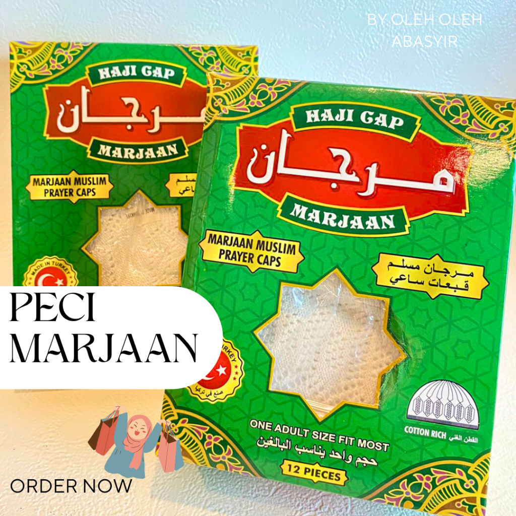peci haji marjaan / cap hajj /peci rajut/ oleh2 haji 1lusin