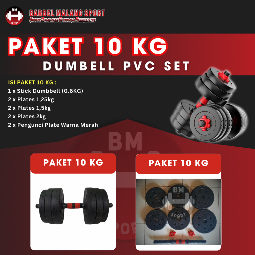 Dumbbell Barbell PVC Set 10 Kg