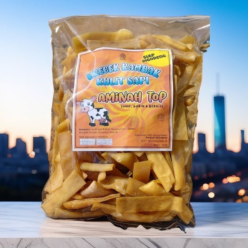 

krecek rambak kulit sapi/krecek rambak mentah/krupuk kulit mentah varian stik lebar 500 gram