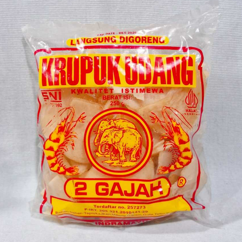 

Kerupuk Udang 2 Gajah (250 gr)