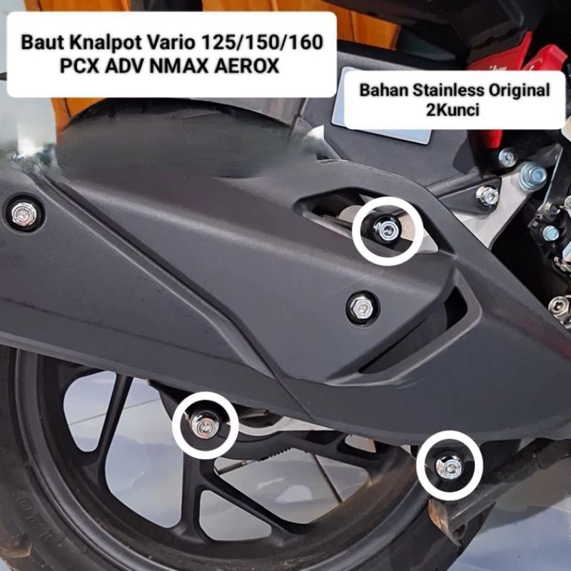 Baud dudukan knalpot ke arem/arm vario 125/150 2kunci stainles original heng thailand pcx adv vario1