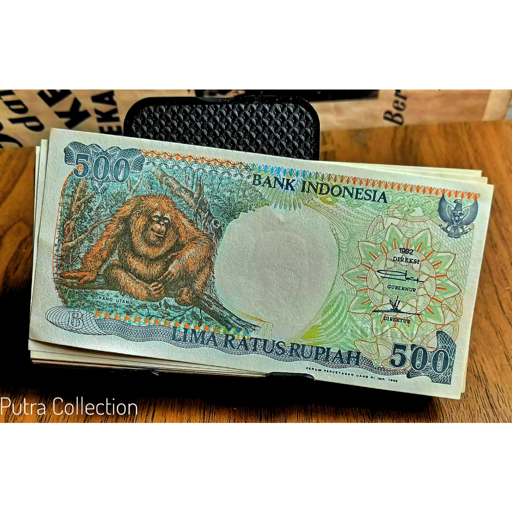 uang kuno 500 rupiah monyet / orang utan tahun 1992 sesuai foto
