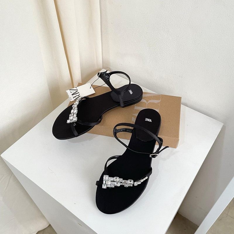 Strappy sandals ankle stripe with diamond by Zara high quality fashion shoes sandal tali wanita kant