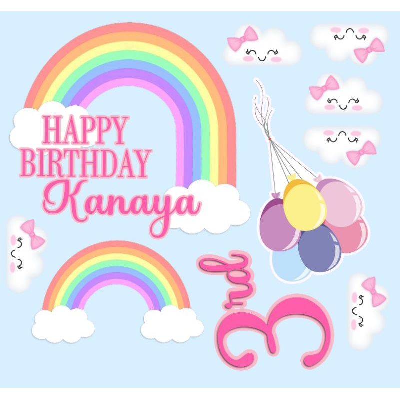 Topper Cake Rainbow Hiasan kue