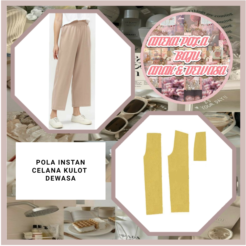 Pola Celana Kulot Dewasa | Pola Instan Kulot | Pola Jiplak | Pola Jahit |
