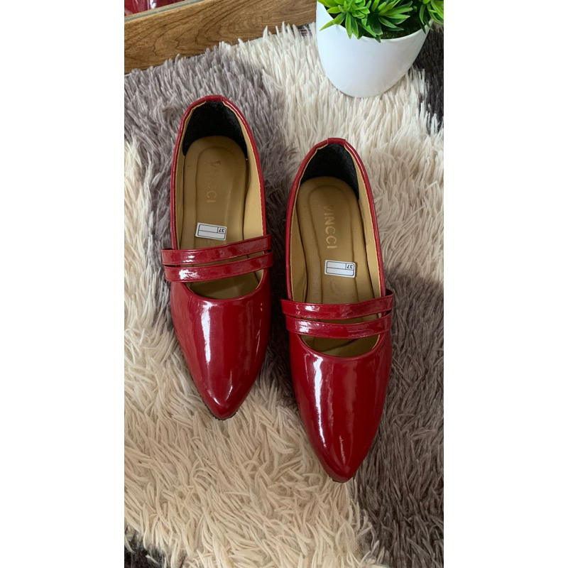 OFASHION flatshoes wanita marron tali pansus sepatu wanita