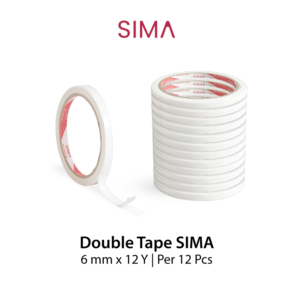 

Double Tape SIMA 6 mm x 12 Yard per 12 pcs Perekat 2 Sisi Double Side Tape 1/4 Inch